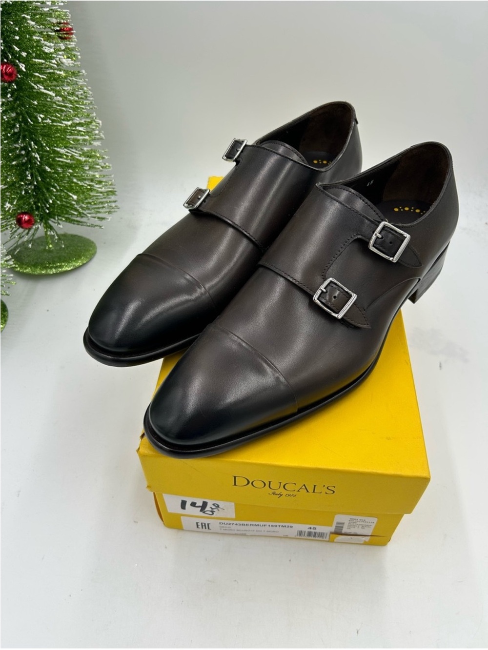 Men’s DOUCAL’S double monk strap leather Oxford size 45/12 made in Italy